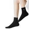 Anna-Kaci 3-Pack Women's Crew Socks with Ruffle Lettuce Edge Trim and Delicate Embroidered Detail - 2 of 4