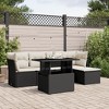 vidaXL 6 Piece Patio Sofa Set with Cushions Black and Cream Poly Rattan - Without Storage - 2 of 4