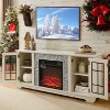 PAGED TV Stand with 18" Fireplace, Faux Stone Entertainment Console with 2-Door Storage & Adjustable Shelves, TV Stands for Living Room - 3 of 4