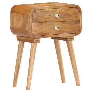 vidaXL Bedside Cabinet 16.9"x11.8"x22.8" Solid Mango Wood - 1 of 4