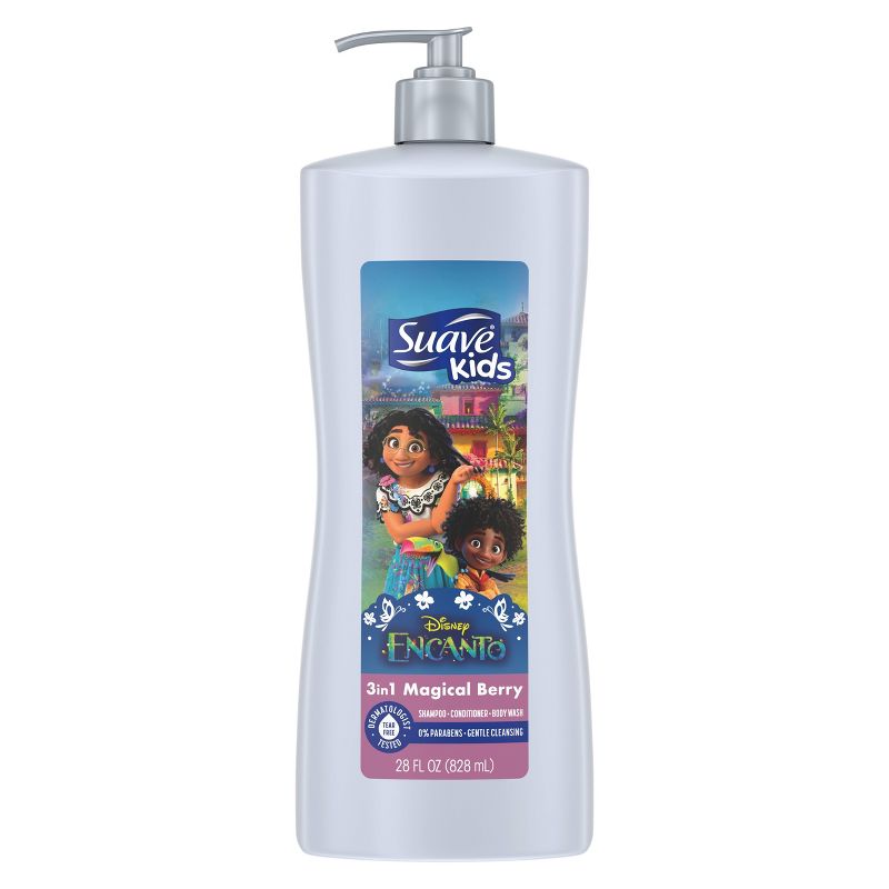 Suave Kids&#39; Encanto 3-in-1 Pump Shampoo + Conditioner + Body Wash - Magical Berry - 28 fl oz, 1 of 5