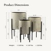LuxenHome Set of 3 Gray and Gold Metal Cachepot Planters with Black Stand - 3 of 4