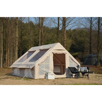 PAGED 9.8 x13ft Camping Tent Inflatable Camping Tents with Mesh and Chimney Window for Fishing, Car Camping, Hiking, Mountaineering