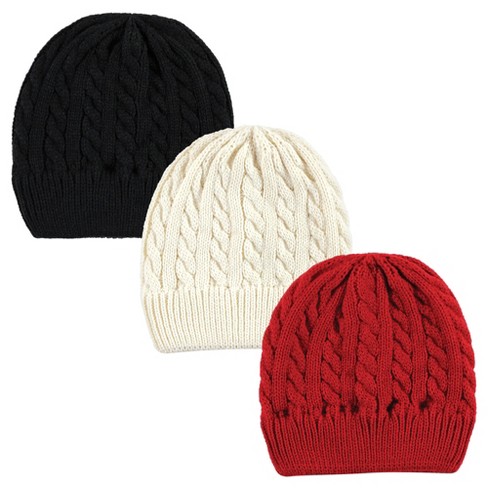 Hudson Baby Family Knitted Caps 3pk, Black Red : Target