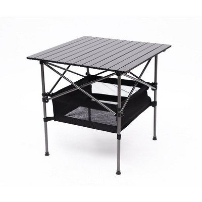 1-piece Aluminum Roll-up Square Folding Outdoor Table with Carrying Bag