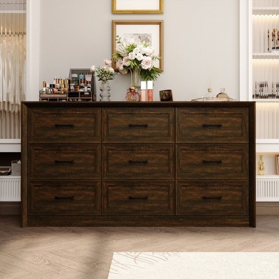 FUFU&GAGA Minimalist Wood - Grain 9 - Drawer Dresser Organizer: Anti-Tipping, Ample Storage–Organize with Style