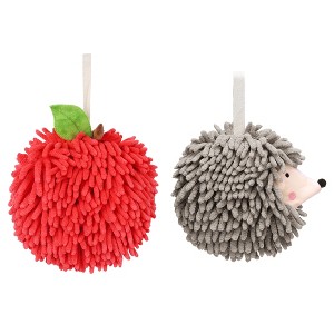 REGALWOVEN 2 Pcs Comfortable Soft Absorbent Chenille Ball Fuzzy Hand Towel for Home Decor - 1 of 4