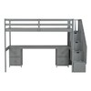 PAGED Full Size Loft Bed with Desk Simple Modern Wooden Bed Frame with Storage Drawers, LED and Inclined Ladder for Bedroom - 3 of 4