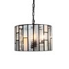 ALOADECOR 4-Light Modern Matte Black Drum Glam Chandelier Art Glass Pendant for Dinning Room - 3 of 4