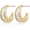 14K Gold Plated Triple Huggie Illusion Stud Earrings | Double Huggie Hoop Earrings for One Hole | Gold Hoop Earrings for Women - 2 of 4