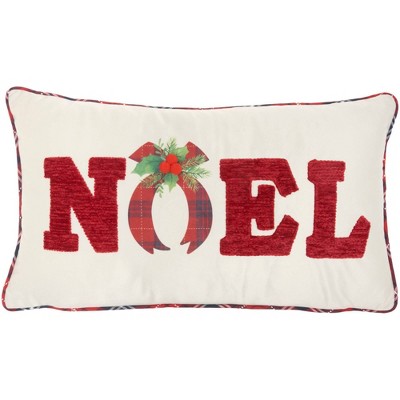 12"x22" Noel Christmas Chenille Throw Pillow Red - Mina Victory