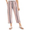 Collections Etc Striped Cuffed Hem Pull-On Elasticized Waist Capris - 3 of 4