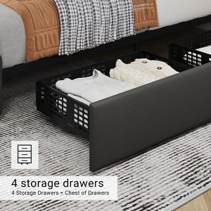 Upholstered Queen Platform Bed Frame with 4 Storage Drawers, PU Leather with Button Tufted, Wooden Slats Support, No Box Spring Needed, Noise-Free - 1 of 4