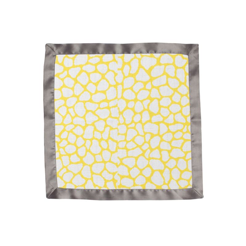 Bacati - Ikat Yellow/Gray Dots/Giraffe Muslin 2 pc Security Blankets, 5 of 10