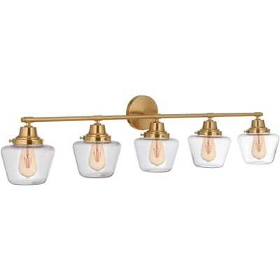 Essex 48'' Satin Brass 5-Light Vanity with Clear Glass Shades