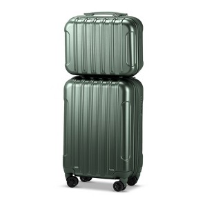 Karl Home 2 Piece Luggage Set, 20  inch CarryOn Expandble Luggage Hardside Lightweight Suitcase, 14  inch Mini Cosmetic Cases Green - 1 of 4