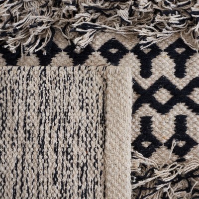Beach House Chic Handwoven Black & Ivory Cotton 6' Square Rug