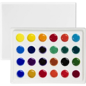 MEEDEN 24-Well Ceramic Watercolor Paint Palette with Cover, Porcelain Mixing Artist Palette 6 by 4-1/2 inch - 1 of 4