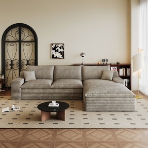 MAYEERTY 106" Modular Sofa Camel - 106", Corduroy, Double-Layer, Detachable Cushions, No Assembly, for Living Room - 1 of 4