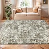Washable Vintage Floral Area Rug,Boho Non-Slip Indoor Foldable Carpet,Stain Resistant Distressed Print Mat for Living Room/Bedroom/Kitchen/Dining Room - 2 of 4