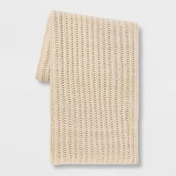 Chunky Knit Reversible Throw Blanket Neutral - Threshold™