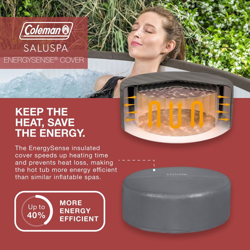 Coleman Sicily SaluSpa Inflatable Round Outdoor Hot Tub Spa with 180 Soothing AirJets, Filter Cartridge, and Insulated Cover, 5 of 9