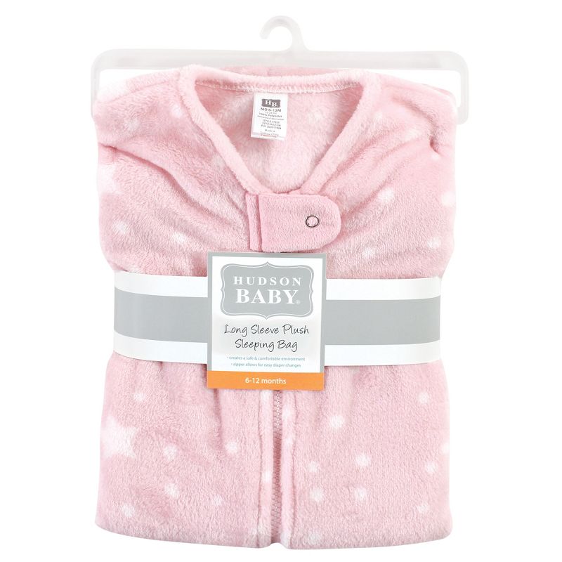 Hudson Baby Infant Girl Plush Sleeping Bag, Sack, Blanket, Long-Sleeve Night Sky, 2 of 3