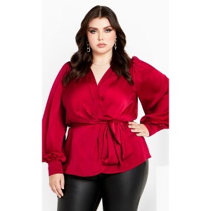 Women's Plus Size Opulent Top - cherry | CITY CHIC - 1 of 4