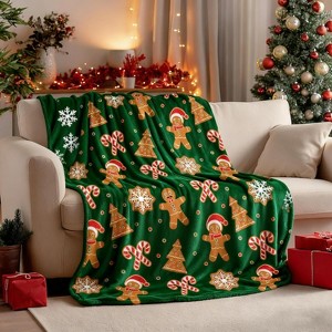 Lomsoe Christmas Green Throw Blanket, Christmas Decorations Winter Warm Flannel Throw Blanket Farmhouse Holiday Xmas Blankets. - 1 of 4