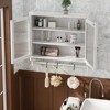 24.8"Glass Door Vintage Double Door Wall Cabinet with Three Tiers of Storage with Towel Rack, for Bathroom, Kitchen,Dining Room, White Washed - 3 of 4