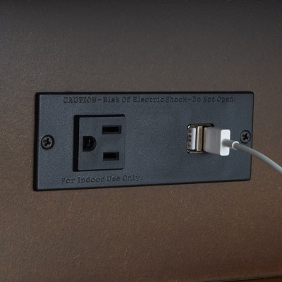 Medium Oak and Gold 2-Drawer Chest with USB Ports