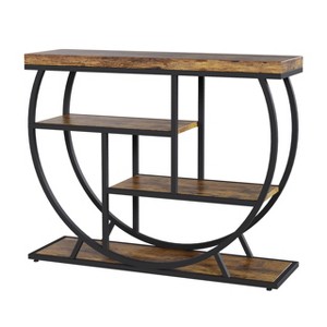 39 in Modern Console Table for Entryway, 4 Tier Faux Marble Hallway Table with Storage & Semi-Circular Metal Frame - 1 of 4