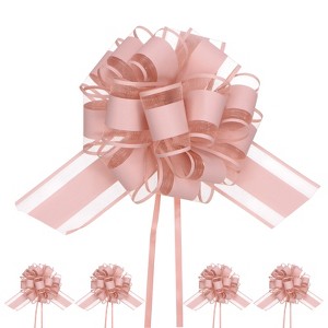 Unique Bargains Plastic Flower Ribbon Satin Gift Bow Pull Bows 12 Pcs - 1 of 4
