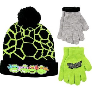 ABG Accessories Boys TMNT Winter Hat and Gloves set – Black and Green Winter Beanie and Gloves set for boys ages 4-14 Years - 1 of 4