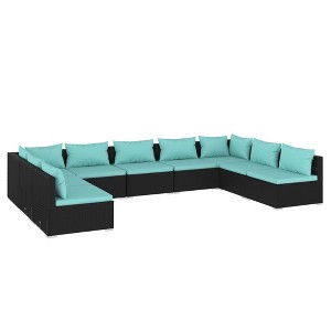 vidaXL Garden Lounge Set Black, Water Blue - 1 of 4