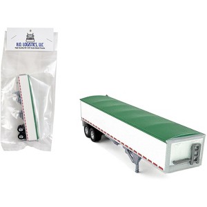 Covered Grain Trailer White with Green Tarp 1/87 (HO) Scale Plastic Model Car by HO Logistics - 1 of 4
