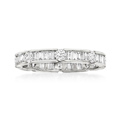 Ross-Simons 1.00 ct. t.w. Round and Baguette Diamond Eternity Band in 14kt White Gold