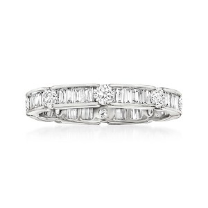 Ross-Simons 1.00 ct. t.w. Round and Baguette Diamond Eternity Band in 14kt White Gold - 1 of 4
