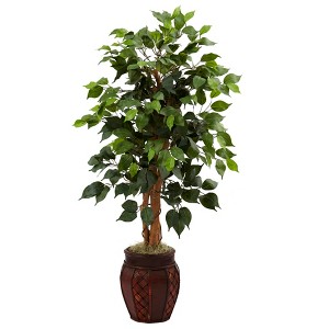 Nearly Natural 44-in Ficus Tree with Decorative Planter - 1 of 4