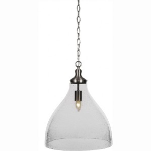 Toltec Lighting Juno 1 - Light Pendant in  Brushed Nickel with 16" Clear Bubble Shade - 1 of 1