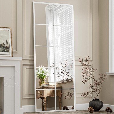 Beautyolove Full Length Mirror, 65"x24" Window Pane Mirror for Wall Decor, White Full Body or Wall Mounted Mirrors