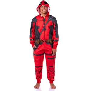Marvel Men's Superhero Hooded Union Suit Costume Pajama - 1 of 4