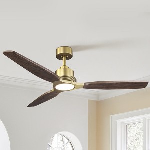 Parrot Uncle 56" Brass Vintage LED Ceiling Fan with Remote and Light - 1 of 4