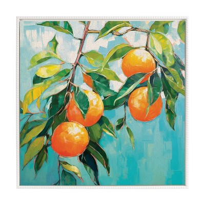 Sylvie Beaded Orange Tree Framed Canvas Art 30x30