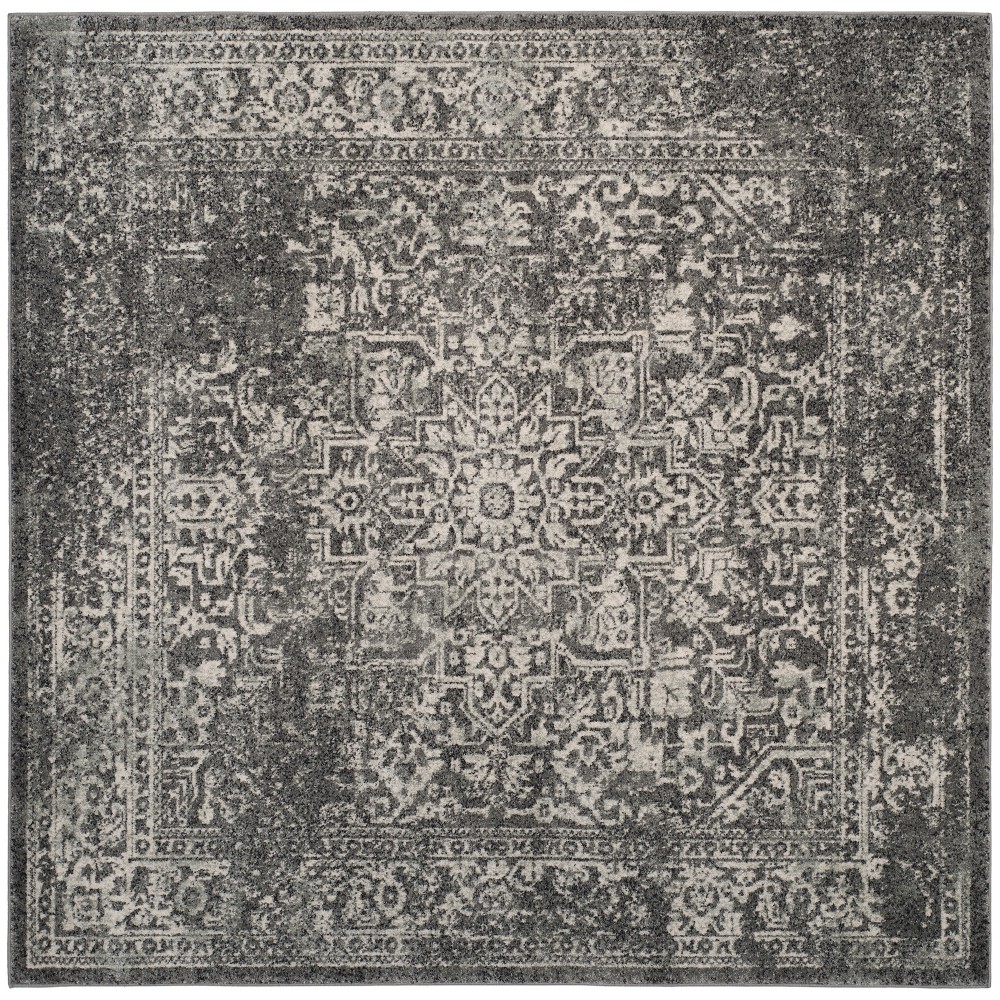  Loomed Medallion Square Accent Rug Gray