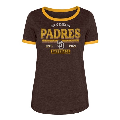 Mlb San Diego Padres Women's Heather Bi-blend Ringer T-shirt : Target
