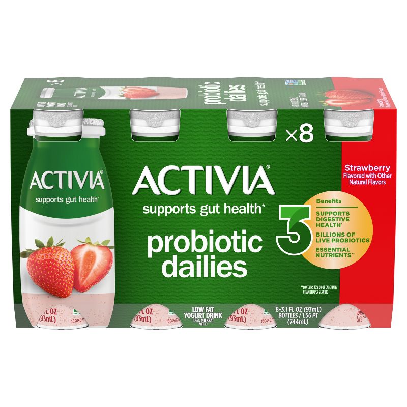 Activia Probiotic Dailies Strawberry Yogurt Drink - 8ct/3.1 fl oz Bottles, 3 of 18