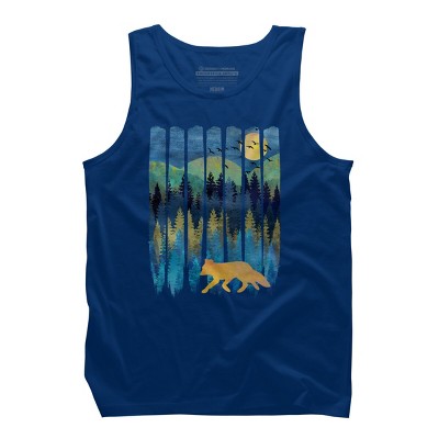 Men's Design By Humans Fox Forest Night By Maryedenoa Tank Top