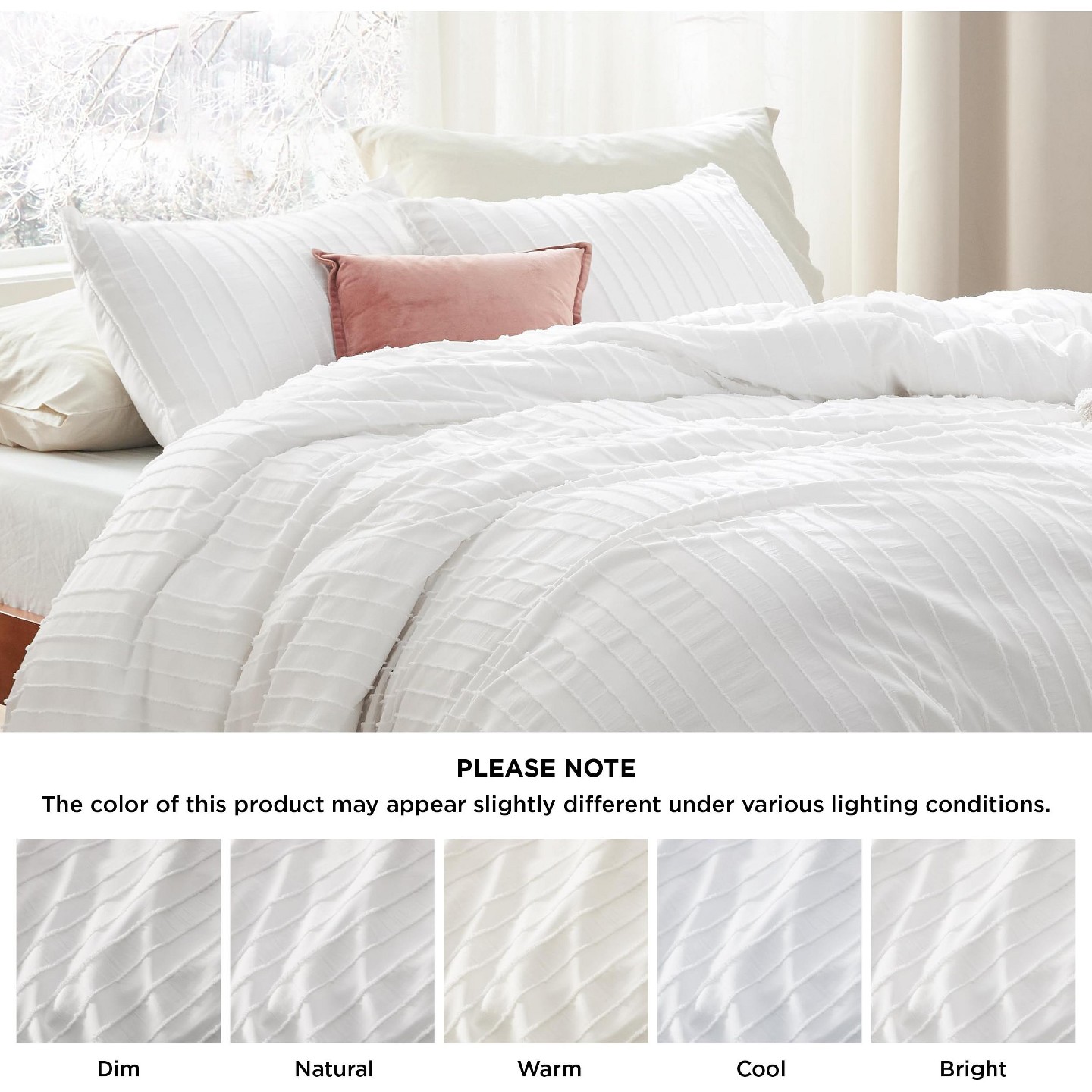 Пододеяльники Bedsure White Stripe Queen Size 3 Pieces Striped Boho Duvet Cover Set Tufted Bedding Oeko Tex Certified Mother's Day Gift, цвет: Белый — фото 5