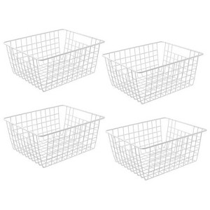 LunaLulinlk 14" Upright Freezer Storage Baskets, White Wire Storage Bins Large Basket for Freezer, Pantry, Bathroom Organizing, Set of 4 - 1 of 4